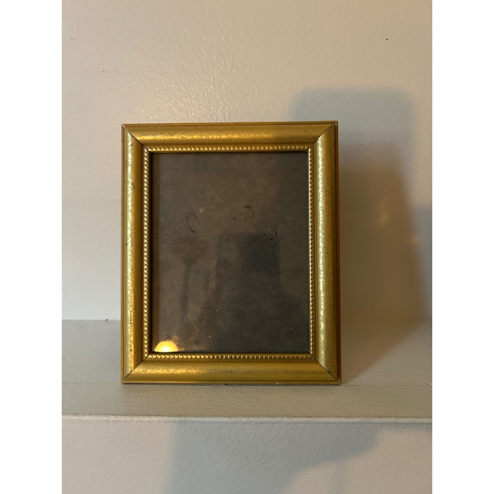 Dicksons Gold Beaded Picture Frame Vintage 3.5x4.5 Tabletop Easel Back USA Made